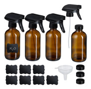 Bärnstensfärgade glassprayflaskor, set om 4 – UV-skydd