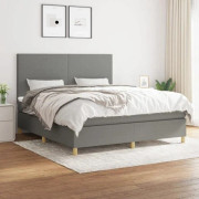 Maison Exclusive - Sängbotten med lameller och mörkgrå madrass 160x200cm Tyg