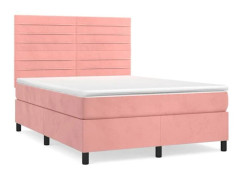 Maison Exclusive - Sängbotten med lameller och rosa madrass 140x190 cm Sammet