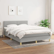 Maison Exclusive - Sängbotten med lameller och madrass Ljgrey 140x200cm Tyg