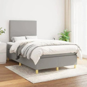 Maison Exclusive - Sängbotten med lameller och madrass Ljusgrå 120x200cm Tyg