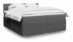 Maison Exclusive - Sängbotten med lameller och mörkgrå madrass 200x200cm Tyg