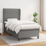 Maison Exclusive - Sängbotten med lameller och mörkgrå madrass 90x190 cm Tyg