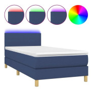 Maison Exclusive - Sängbotten med lameller och madrass LED Blå 100x200 cm Tyg