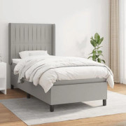 Maison Exclusive - Bäddbotten med ribbor och grå ljus madrass 90x190 cm Tyg