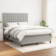 Maison Exclusive - Sängbotten med lameller och madrass Ljgrey 140x200cm Tyg