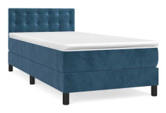 Maison Exclusive - Sängbotten med ribbor och madrass Mörkblå 90x200 cm
