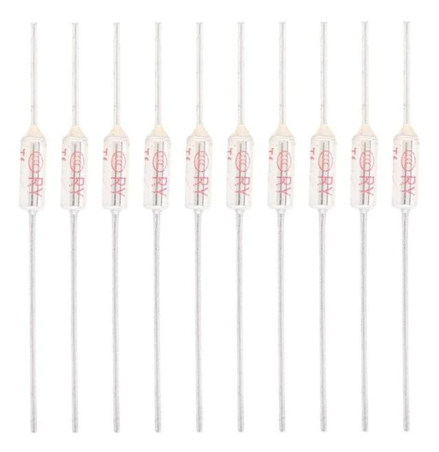 10 stycken termosäkringar 10A 250V, termosäkring med metallhölje, temperatursäkring (192°C)
