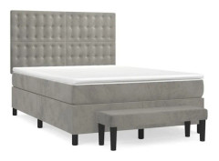 Maison Exclusive - Sängram med lameller och madrass Grå ljus 140x200cm Sammet