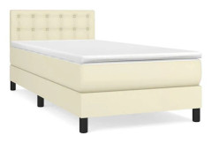 Maison Exclusive - Sängbotten med lameller och madrass Creme 100x200cm Konstläder