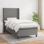 Maison Exclusive - Sängbotten med ribbor och mörkgrå madrass 100x200cm Tyg