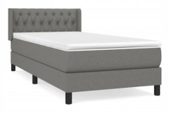 Maison Exclusive - Sängram med lameller och mörkgrå madrass 90x200 cm Tyg