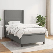 Maison Exclusive - Sängram med lameller och mörkgrå madrass 90x200 cm Tyg