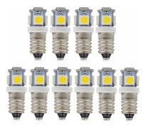 10 st E10 6V Cool White LED-lampor 5SMD 0.5W 50LM (Kallvit)
