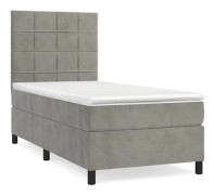 Maison Exclusive - Sängbotten av ribbor och ljusgrå madrass 90x190 cm Sammet