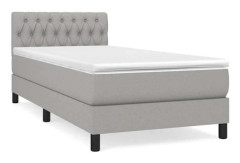 Maison Exclusive - Bäddbotten med ribbor och grå ljus madrass 90x190 cm Tyg