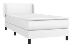 Maison Exclusive - Sängram med lameller och vit madrass 90x200 cm i konstläder