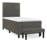 Maison Exclusive - Sängbotten med lameller och madrass Mörkgrå 100x200 cm