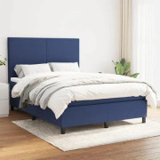 Maison Exclusive - Sängbotten med lameller och madrass Blå 140x200 cm Tyg