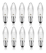E10 34V 3W Ljusstake Glödlampa med 7 Ljuskällor, Ersättningslampor, 30LM Varmvit 2700K, 10-pack