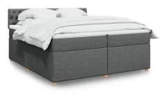 Maison Exclusive - Sängbotten med lameller och mörkgrå madrass 200x200cm Tyg