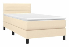 Maison Exclusive - Sängbotten med ribbor och madrass Kräm 100x200 cm Tyg
