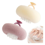 Ultramjuk Solros Sugkopp Badboll Badboll Rengöringsborste 2-i-1 Svamp Mesh Träningsboll för Kroppsskrubb Exfolierande Badhandske 2-pack