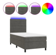 Maison Exclusive - Sängbotten med lameller och LED-madrass Mörkgrå 100x200 cm