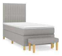 Maison Exclusive - Sängbotten med ribbor och ljusgrå madrass 90x200 cm Tyg