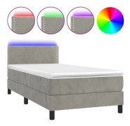 Maison Exclusive - Sängbotten med lameller inklusive madrass och LED Ljusgrå 90x190cm