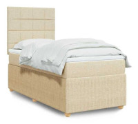 Maison Exclusive - Sängbotten med lameller och madrass Crème 80x200 cm Tyg