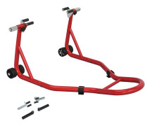 Motorcykel depåstöd fram - Universal - U- och L-gafflar - För 25–46 cm hjul - Max 200 kg - Röd