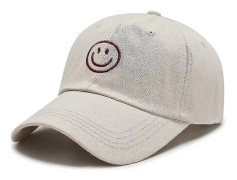 Basebollkeps med Smiley-ansikte, justerbart spänne, solskydd, trucker-keps, sportkeps, presenter för kvinnor och män Beige