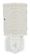 Elektrisk doftlampa, keramik, vit, blommönster
