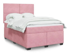 Maison Exclusive - Sängbotten med lameller och rosa madrass 140x190 cm Sammet