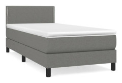 Maison Exclusive - Sängram med lameller och mörkgrå madrass 90x200 cm Tyg