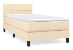 Maison Exclusive - Sängbotten med lameller och madrass Crème 80x200 cm Tyg