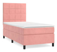 Maison Exclusive - Sängbotten med lameller och madrass Rose 90x190 cm Sammet