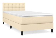 Maison Exclusive - Sängbotten med lameller och madrass Crème 80x200 cm Tyg