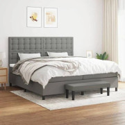 Maison Exclusive - Sängbotten med lameller och mörkgrå madrass 200x200cm Tyg
