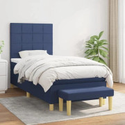 Maison Exclusive - Sängbotten med ribbor och blå madrass 90x190 cm Tyg