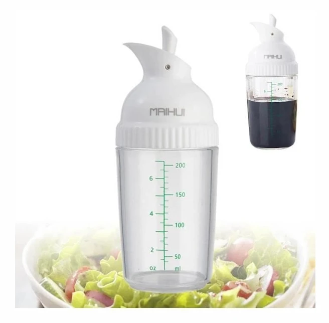 Universell manuell salladsdressing shaker, 200 ml, för såser, läckagesäker blandningsbehållare, salladsredskap