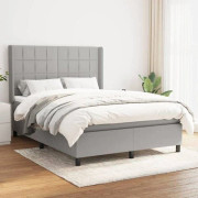 Maison Exclusive - Sängbotten med lameller och madrass Ljgrey 140x200cm Tyg