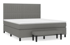 Maison Exclusive - Sängbotten med lameller och mörkgrå madrass 160x200cm Tyg
