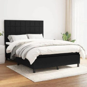Maison Exclusive - Sängbotten med ribbor och madrass Svart 140x200 cm Tyg