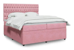 Maison Exclusive - Sängbotten med ribbor och madrass Rosa 200x200 cm Sammet