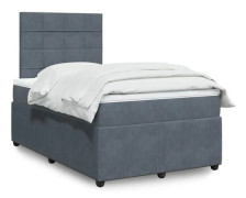 Sängram med madrass - Exklusivt hem - 120x190cm - Justerbar huvudgavel - Mörkgrå sammet