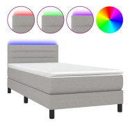 Maison Exclusive - Sängbotten med ribbor och madrass samt LED Ljusgrå 90x200cm