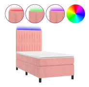 Maison Exclusive - Sängbotten med lameller och LED-madrass Rosa 100x200cm Sammet