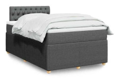 Maison Exclusive - Sängbotten med lameller och mörkgrå madrass 120x190cm tyg